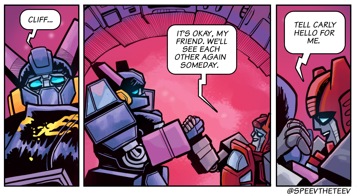 Redraw of a comic panel from Transformers Skybound